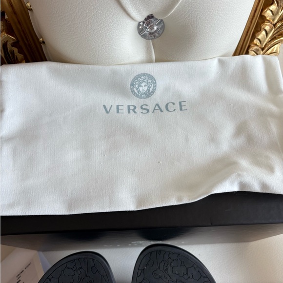 Versace Black Slides with Gold Medusa